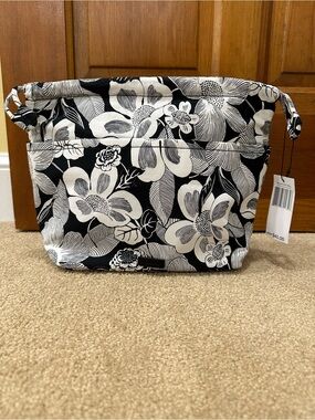 Vera Bradley Black & White Floral Pocket Ditty Bag & Organizer Bedford Blooms